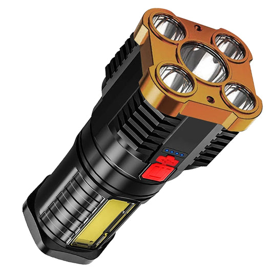 1-3PCS 5 LED High Power Led Flashlights Rechargeable 3 Modes Camping Spotlight with Side Light for Camping Adventure Outdoor