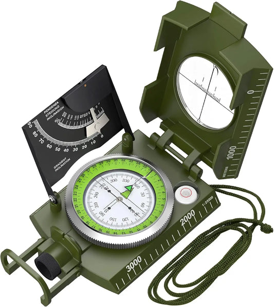 IP65 Compass Hiking Survival Lensatic Sighting Clinometer For Camping Navigation