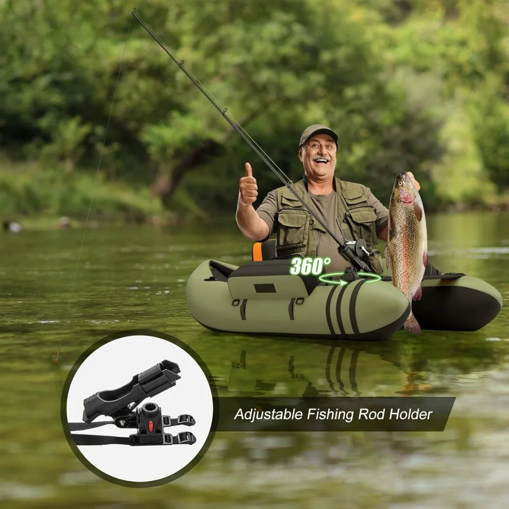 YTYIN Fishing Float Tube Inflatable Belly Boat For Adults Pump