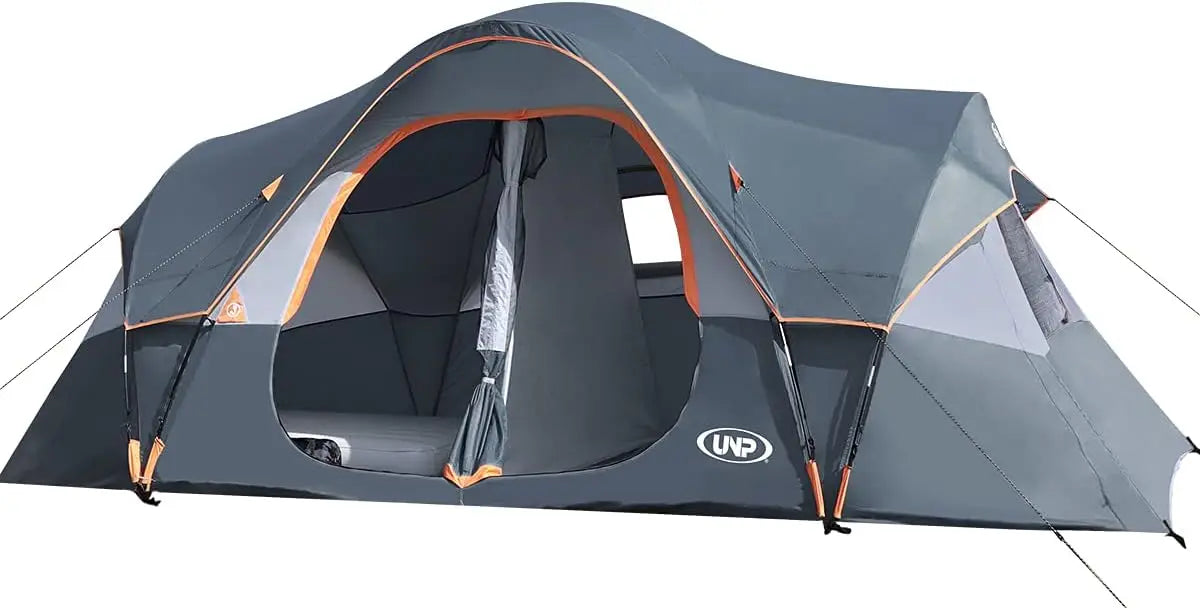 10-Person Family Camping Tent, Easy Setup, Waterproof, 2 Rooms, Large Mesh Windows for Ventilation and Star View