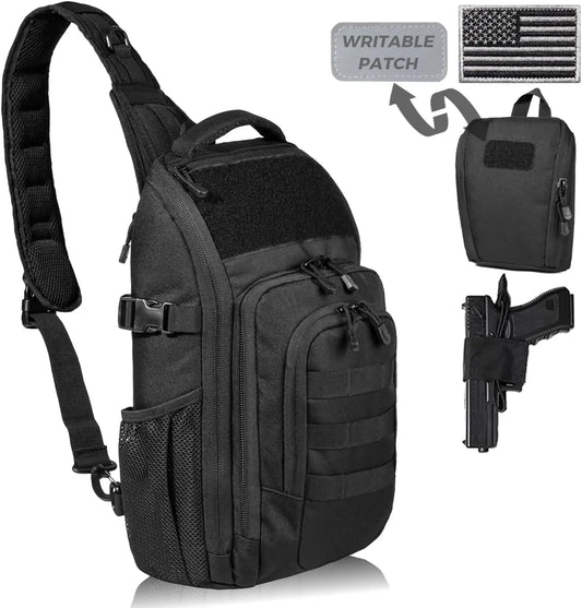 DBTAC 10L Tactical EDC Backpack | Military Shoulder Bag with Sling for Concealed Carry, Range, Travel, Hiking (Black)