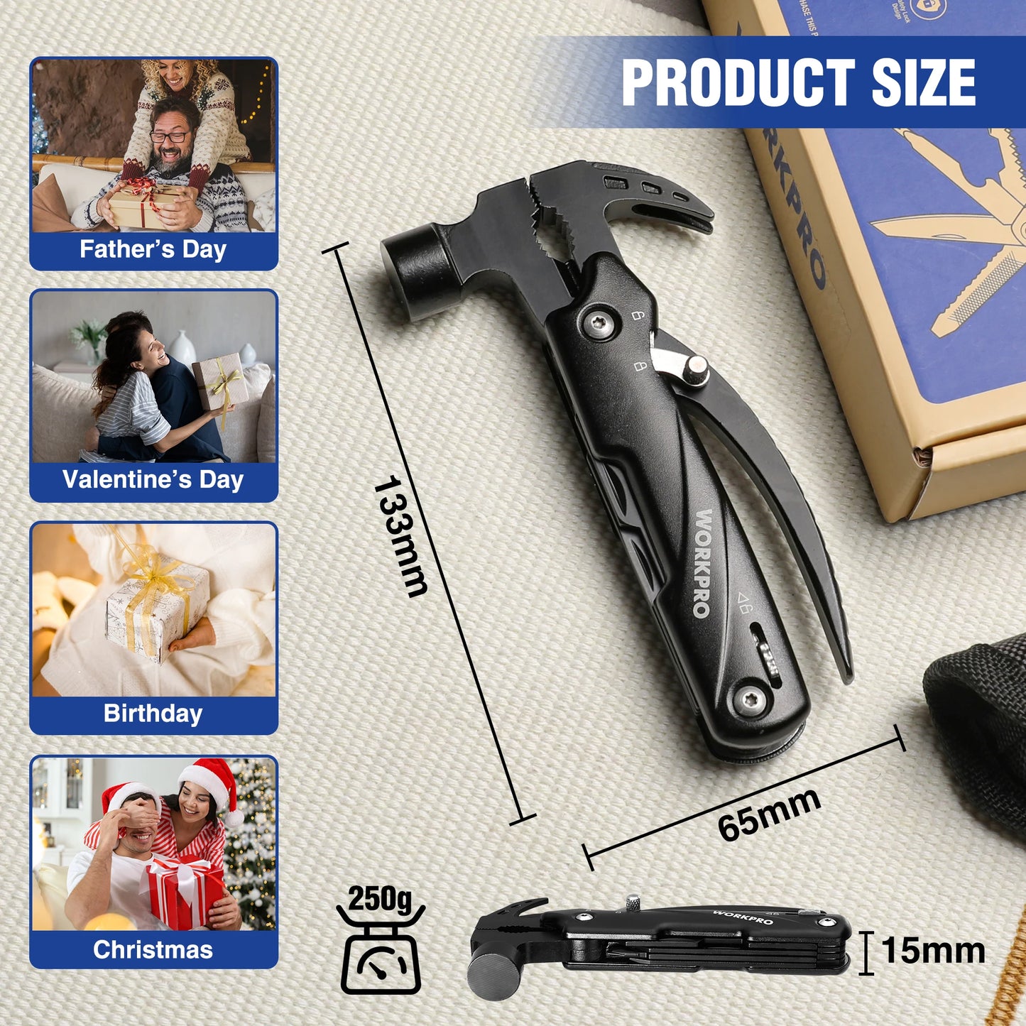 WORKPRO 12 In 1 Hammer Multitool Claw Hammer Outdoors