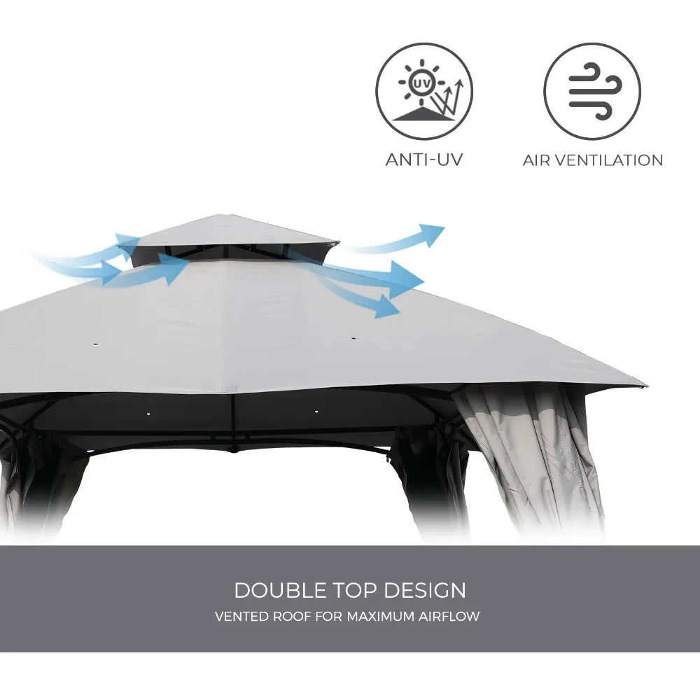 Cover Gazebo Double Soft Top Canopy With Privacy Netting