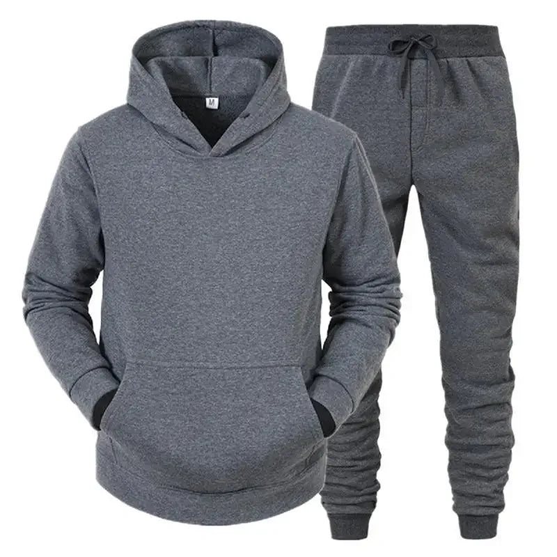 Men's Hooded Tracksuit Set Casual Knit Polyester With Pockets