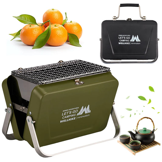 Portable Camping Stove With Handle Stainless Steel Outdoor Grill