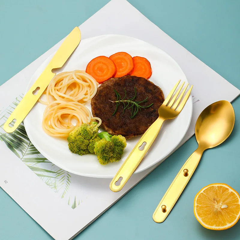 Stainless Steel Folding Camping Cutlery Set for Travel