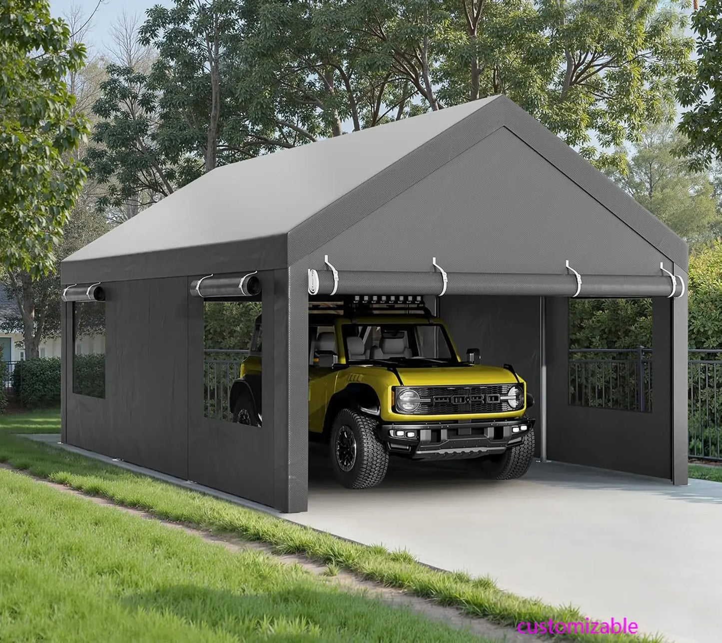 High-Concerned Heavy Duty Carport Canopy With Roll-Up Windows All-Season Tarp