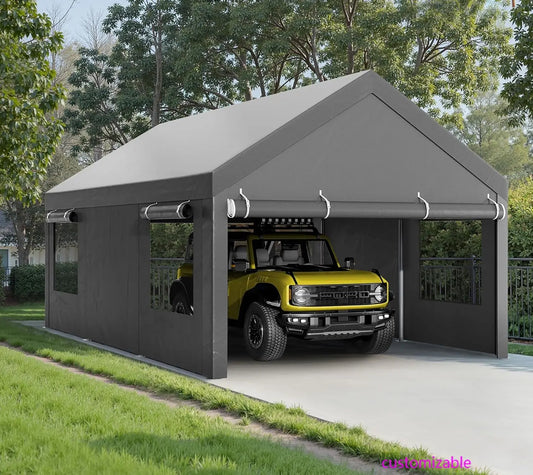 High-Concerned Heavy Duty Carport Canopy With Roll-Up Windows All-Season Tarp