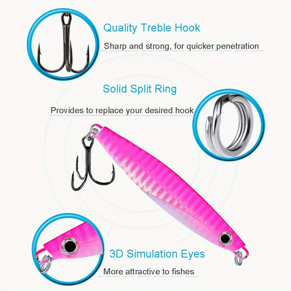 Ackibbik 6pc Metal Cast Jig Spoon Saltwater Lure Tuna Kingfish