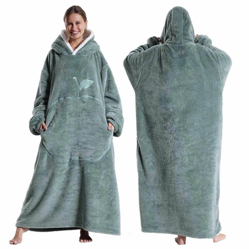 Zhejiang Wearable Hooded Blanket With Sleeves Polar Fleece For Adults