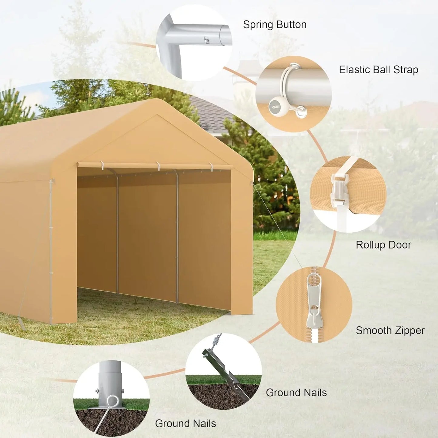 MORNGARDO Heavy Duty Carport Canopy With Removable Sidewalls And Doors