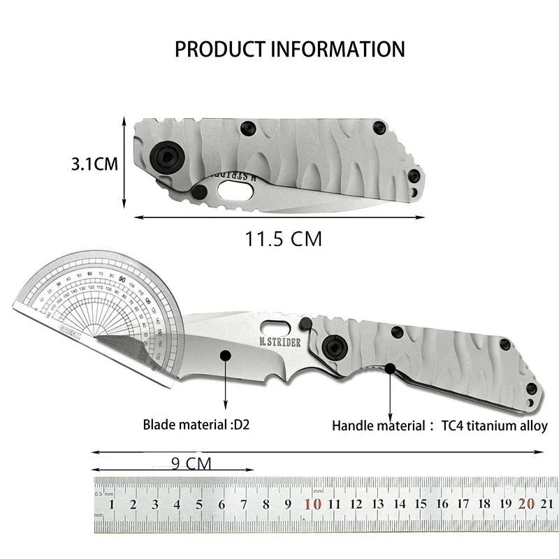 DIY Supplies Folding Knife With D2 Blade And Titanium Handle