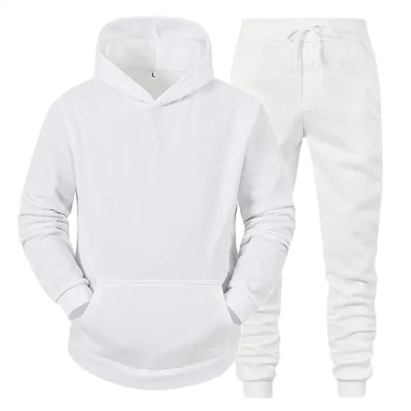 Men's Hooded Tracksuit Set Casual Knit Polyester With Pockets
