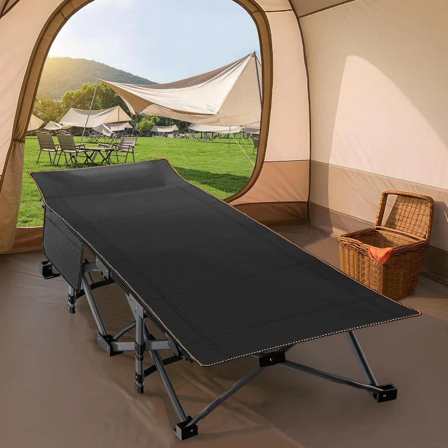XXL Camping Cot for Adults 900LBS - 78×32 Oversized Folding Bed with Mattress Pad Heavy Duty 1200D Oxford Outdoor Cot with Carr