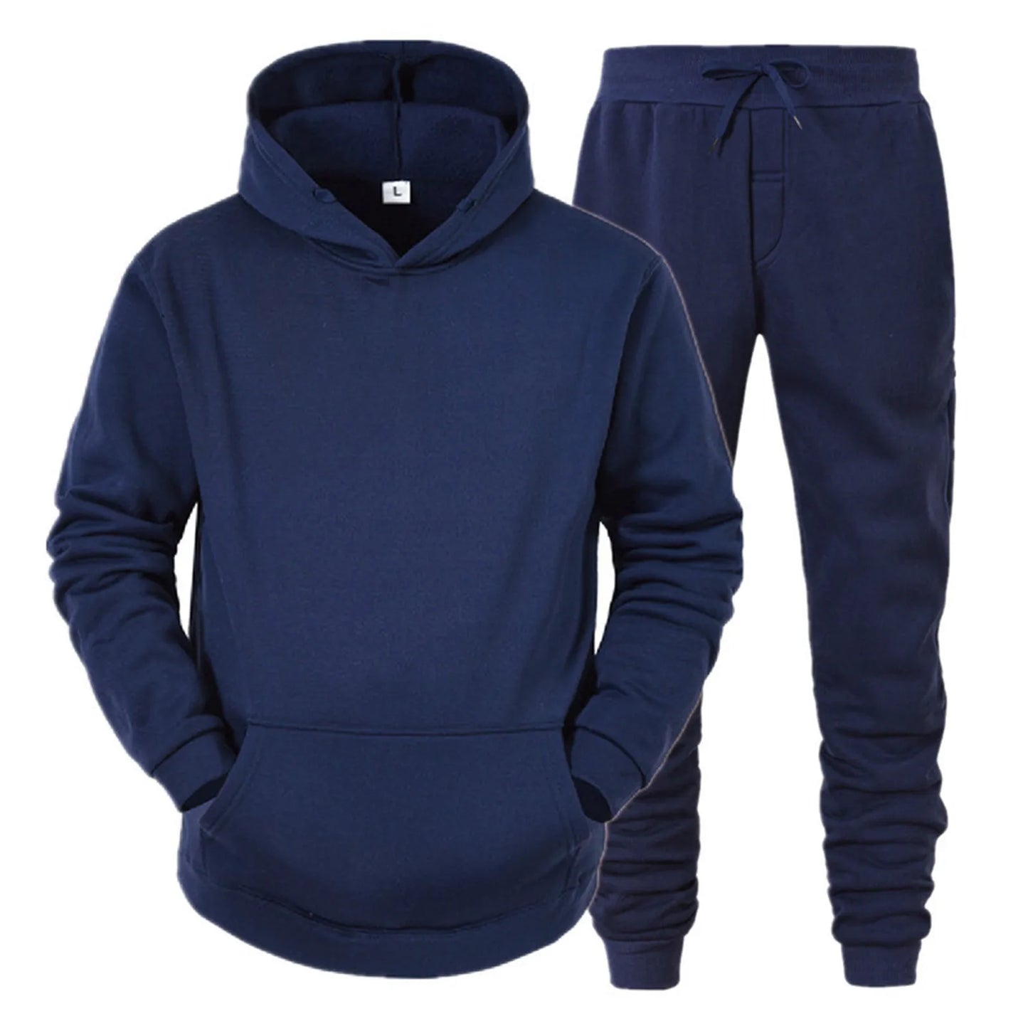 Men's Hooded Tracksuit Set Casual Knit Polyester With Pockets
