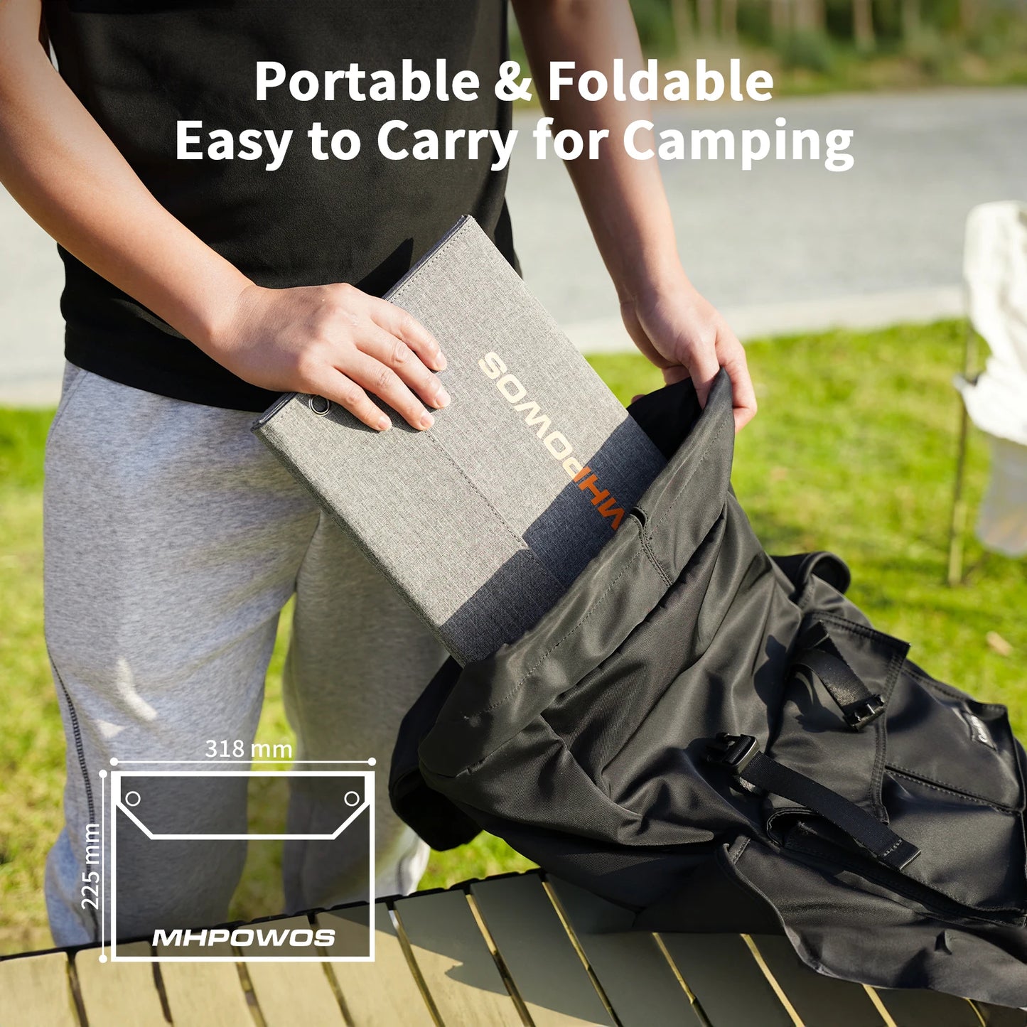 MHPOWOS 40W Foldable Solar Panel 5V USB Portable Battery Charger for Cell Phone Outdoor Waterproof Power Bank for Camping