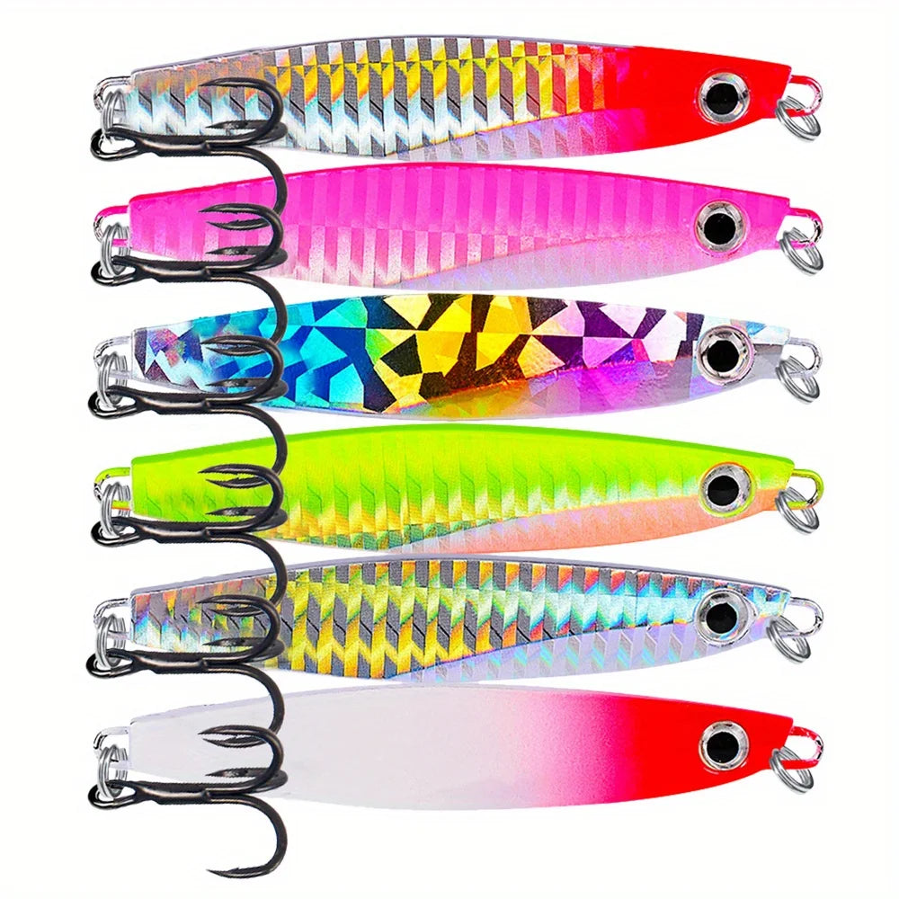 Ackibbik 6pc Metal Cast Jig Spoon Saltwater Lure Tuna Kingfish