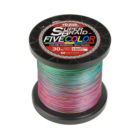 Yo-Zuri YZ-SB-30LB-5C-3300YD Superbraid 5 Color 3300Yds 30Lbs Fishing Line for Saltwater Applications Multi-Color Design