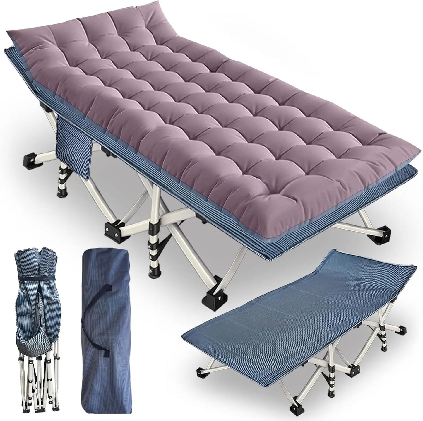 XMSJ Camping Cot With Mattress Folding Cot Heavy Duty