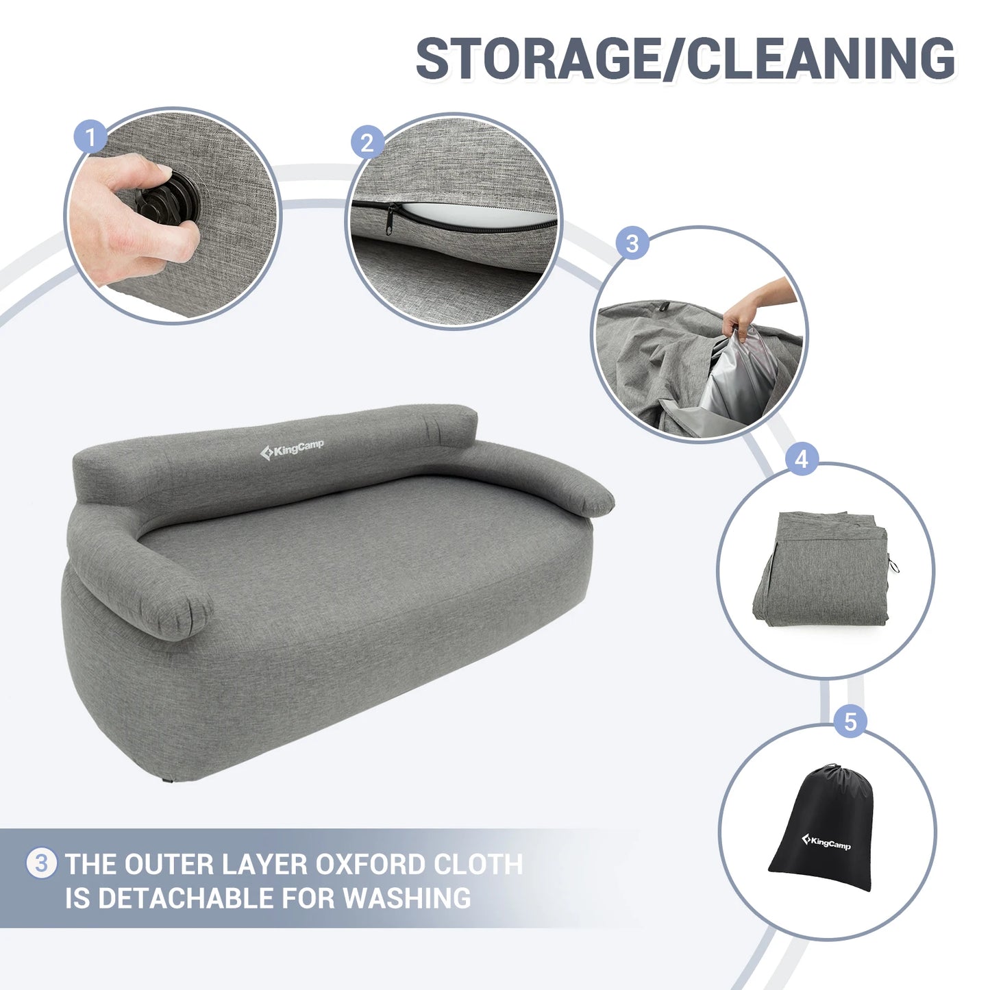 KingCamp Portable Double Air Couch Inflatable Lounger for Outdoors