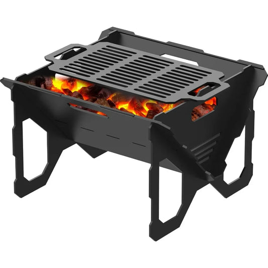 Portable Outdoor Fire Pit With BBQ Tray And Detachable Design