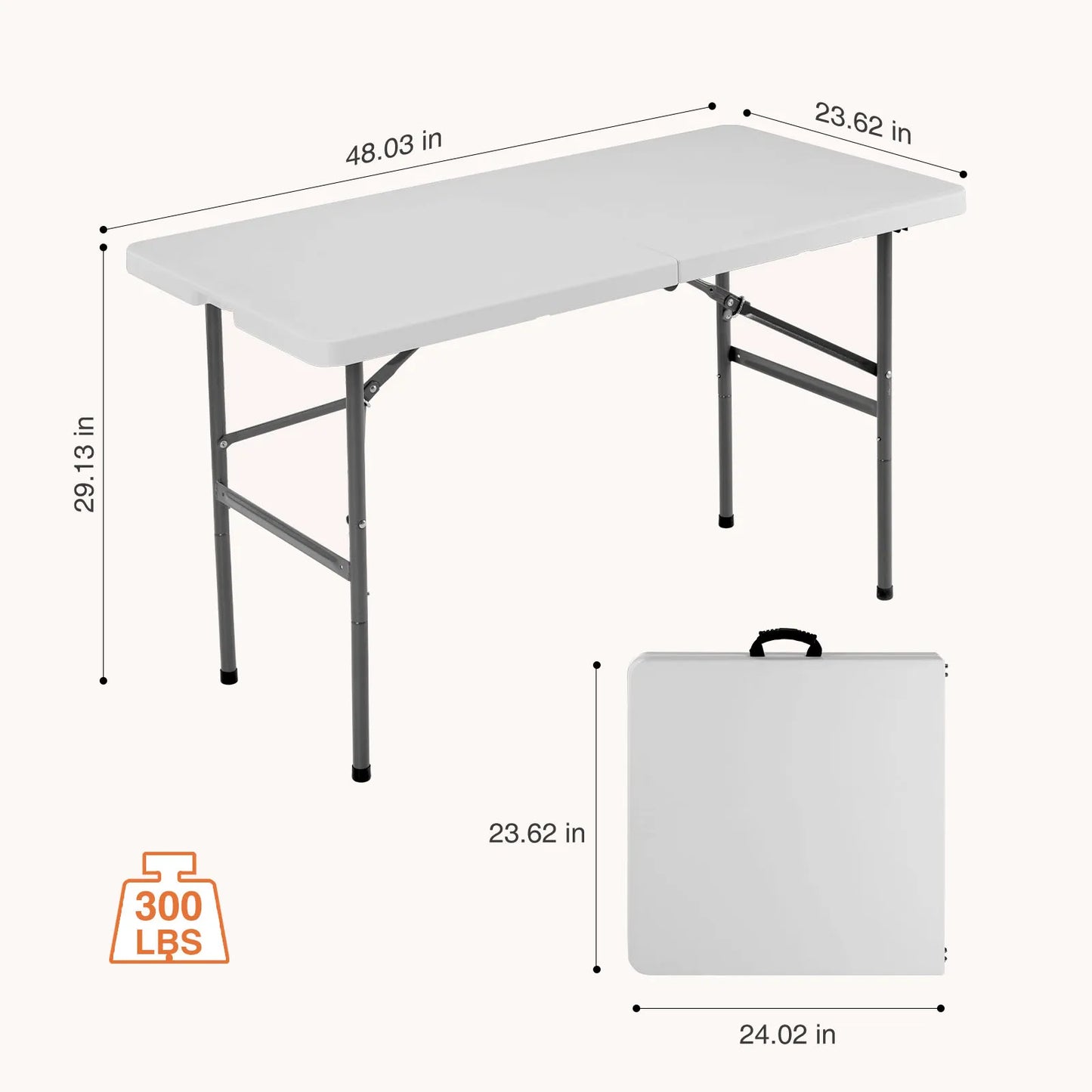 JHK Heavy Duty Folding Outdoor Table With Carrying Handle