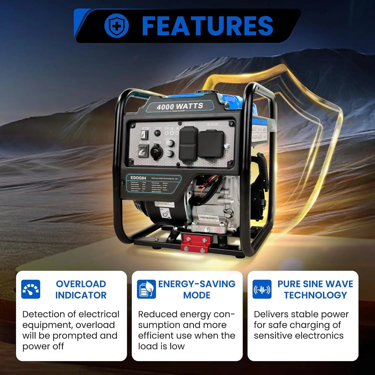 XMSJ 4000W Portable Inverter Generator For Home Emergency Power