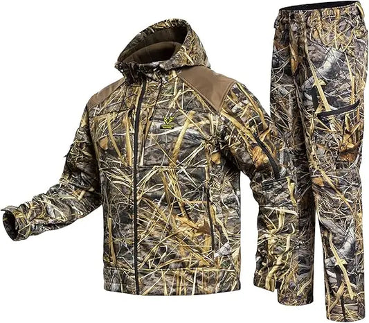 VOTAGOOCN Quiet Hunting Camouflage Softshell Jacket and Pants for Men