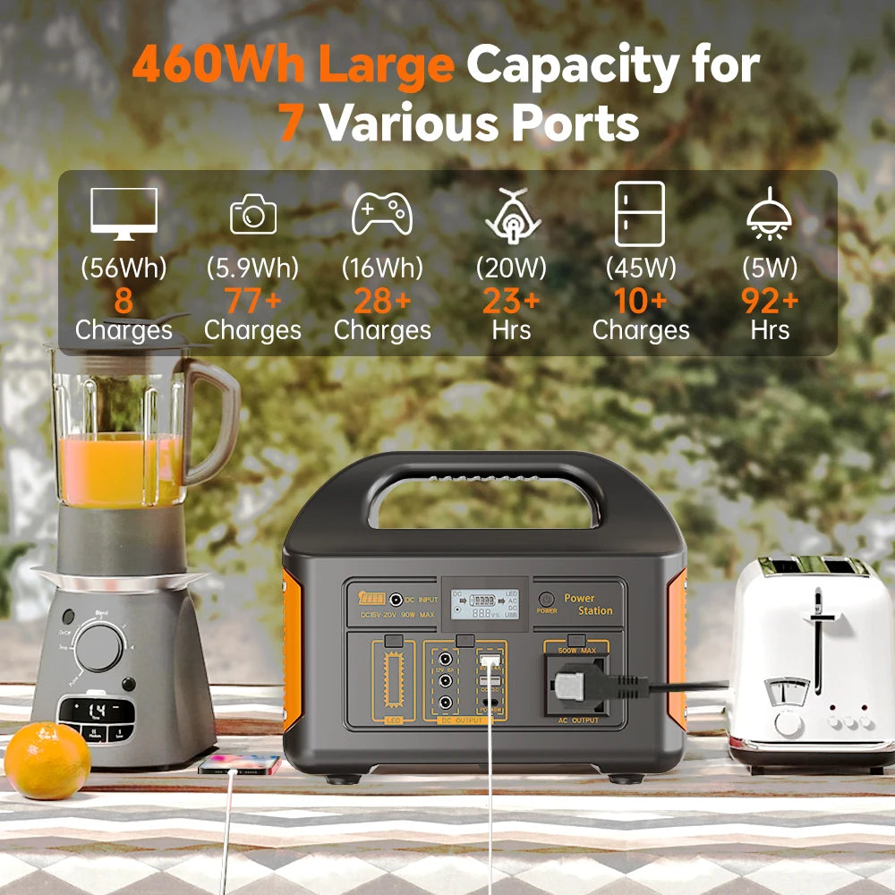 GaiaRay Portable Power Station 500W LiFePO4 Battery Solar 110V 460Wh