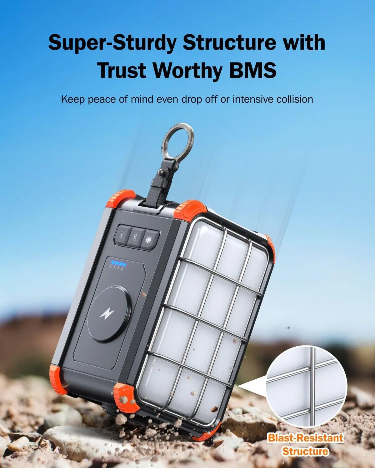 Portable Power Station 153Wh Solar Generator With Hand Crank 120V 150W AC Outlet