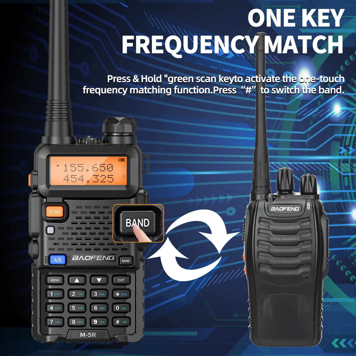 Baofeng M-5R 8W Multi Band Walkie Talkie AM Long Range