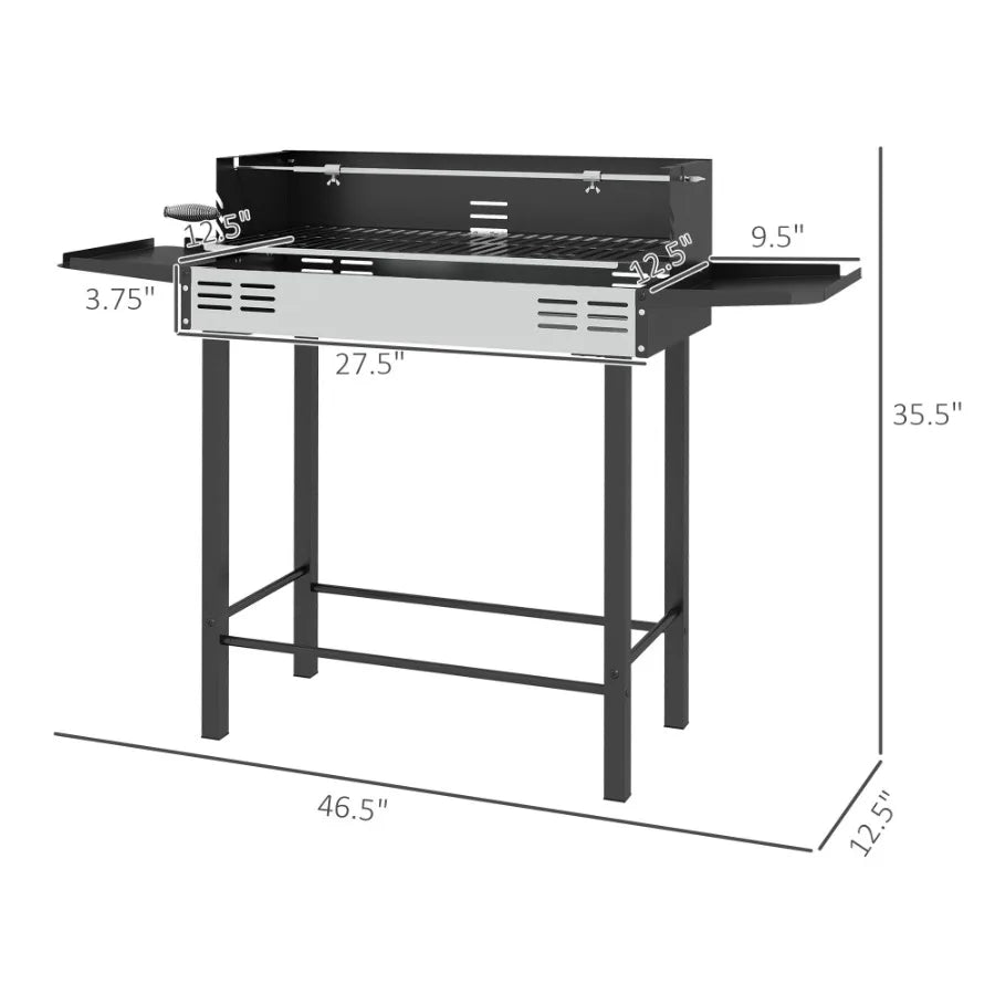 Hign-concerned BBQ Rotisserie Charcoal Grill With 3 Level Shelves