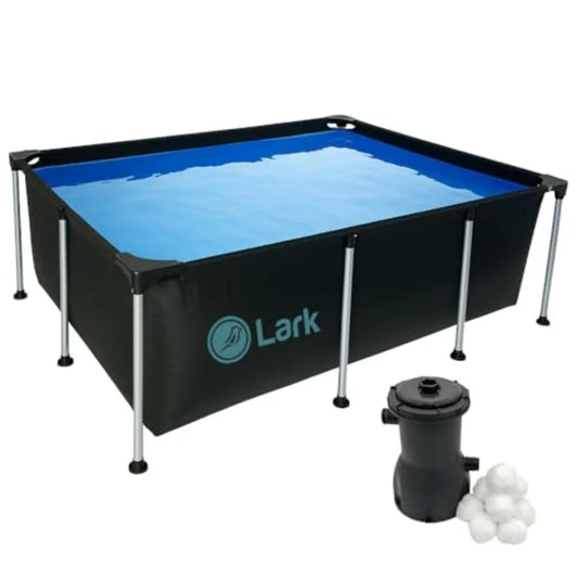 8.5' ft x 6' ft x 26 inches Rectangular Metal Frame Above Ground Outdoor Patio Pool with 300 Gallon Pump