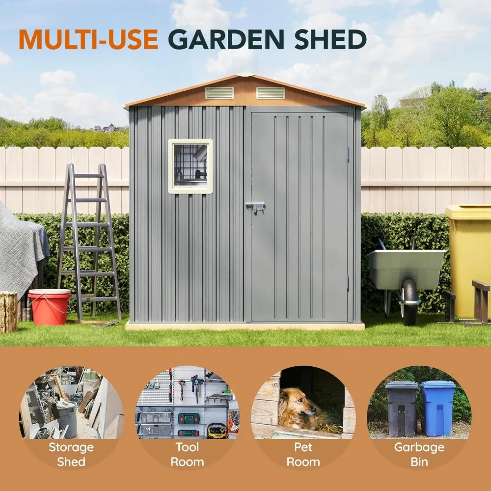 Metal Outdoor Storage Shed With Lockable Doors Window Vent