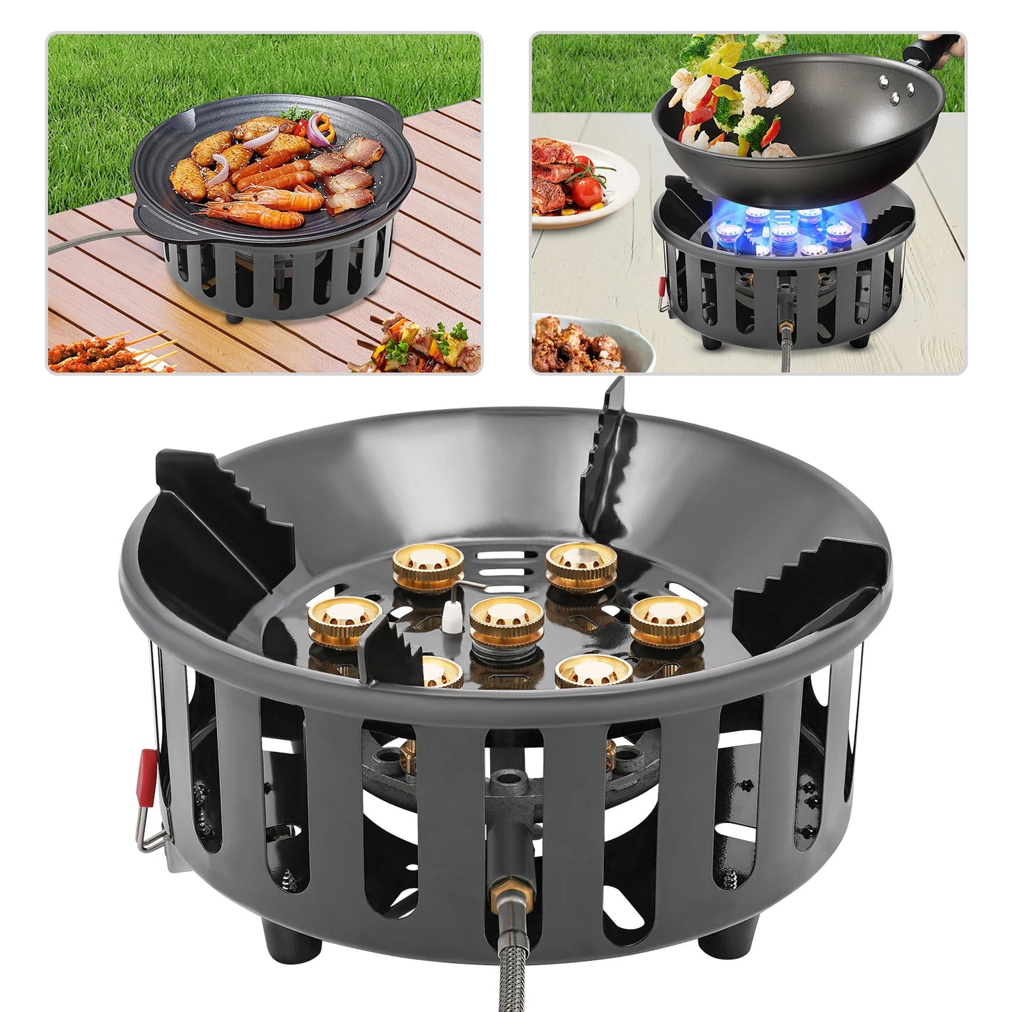 7 Core Camping Stove 21000W High Power Gas Burner With Ignition