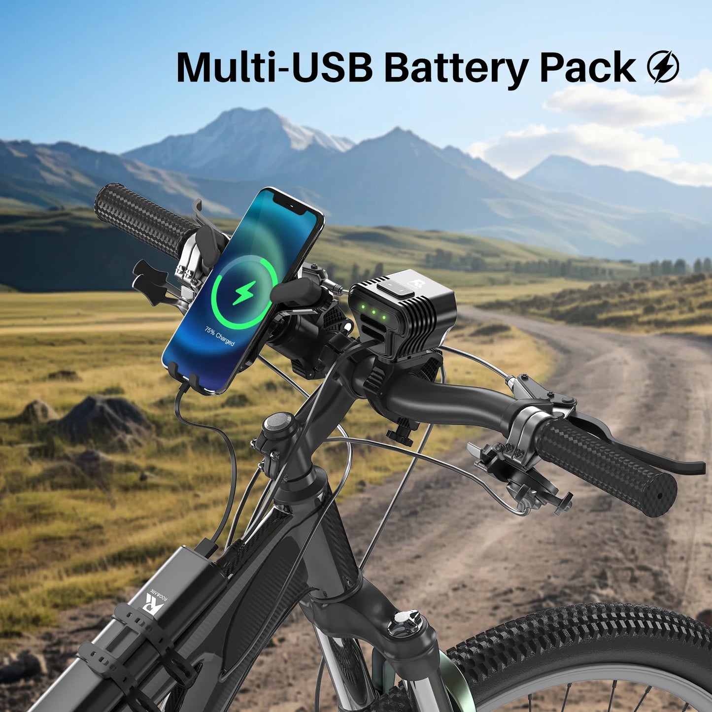 Roomark Bike Headlight 20000mAh With 360 Degree Visibility USB Rechargeable