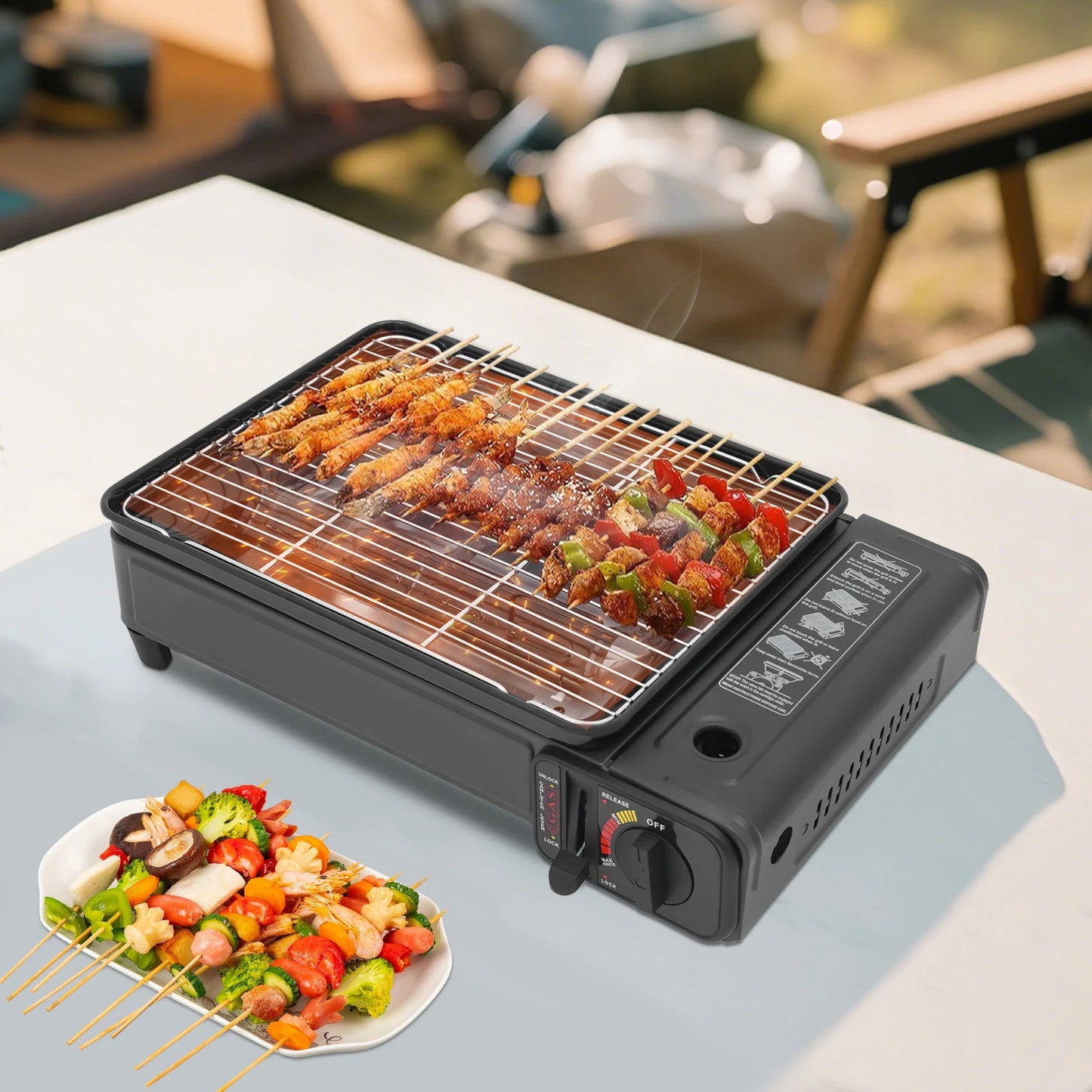 Portable Gas Barbecue Stove For Camping With Carrying Case