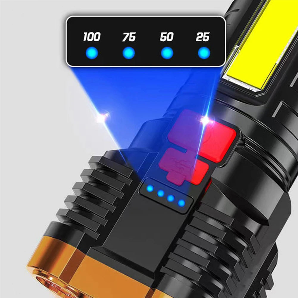 1-3PCS 5 LED High Power Led Flashlights Rechargeable 3 Modes Camping Spotlight with Side Light for Camping Adventure Outdoor