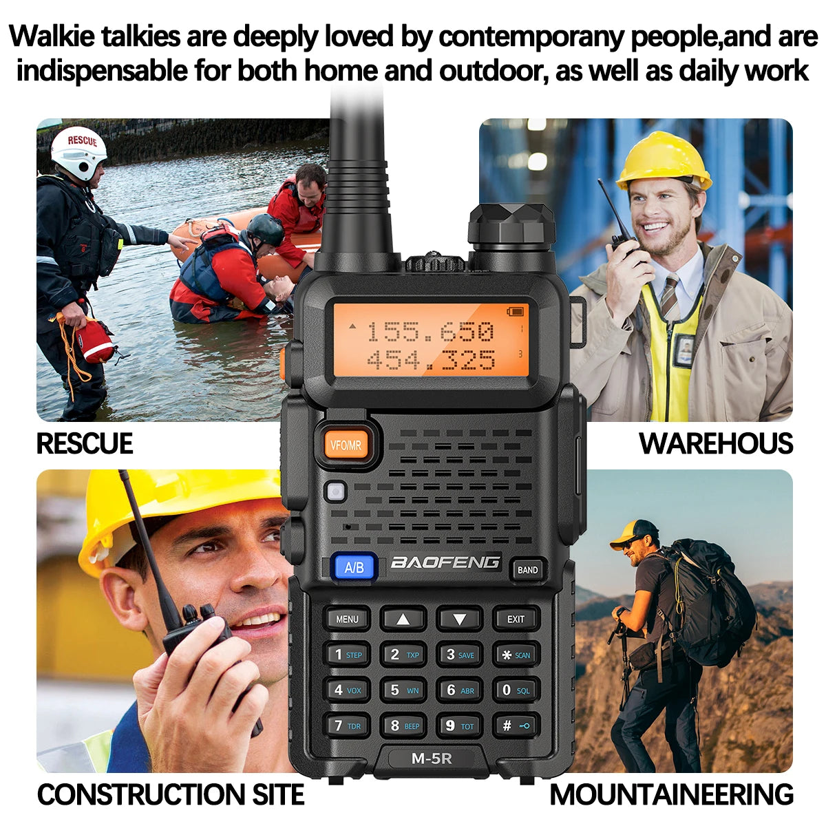 Baofeng M-5R 8W Multi Band Walkie Talkie AM Long Range
