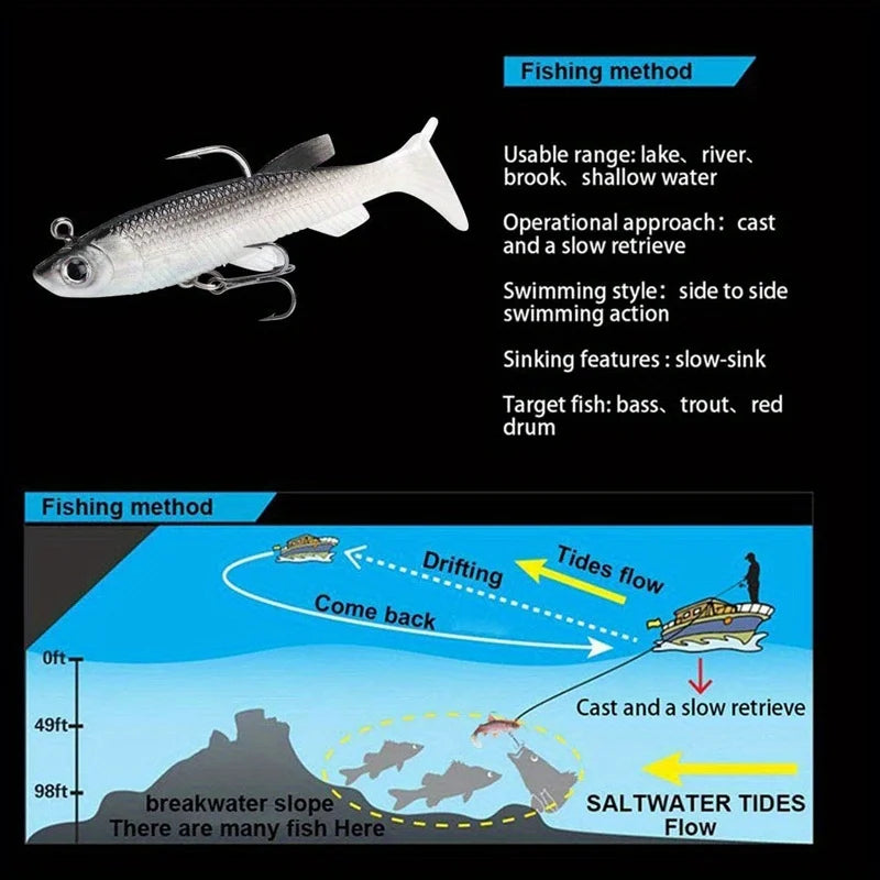 5 Piece Realistic Soft Bait Lure Kit With Sharp Hooks