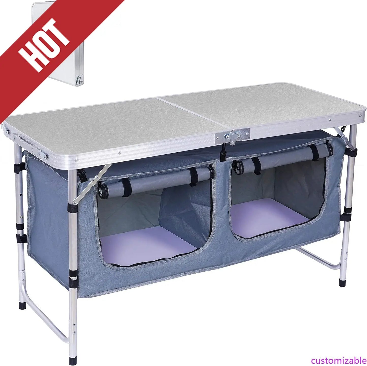 High-Concerned Camping Folding Table Height Adjustable Aluminum With Carry