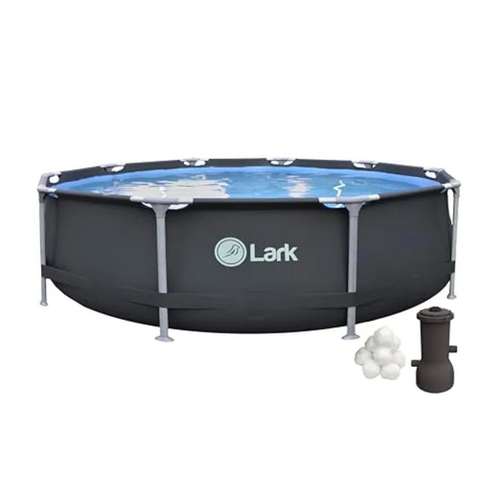 Rust Proof 10' ft. x 30 inch Fiber Glass Frame Above Ground Swimming Pool - Graphite Pool Color with 530 Gallon Filtration Pump