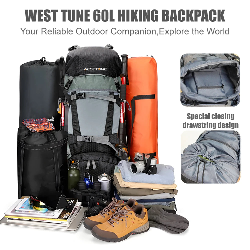West Tune Explorer Internal Frame Backpack Rain Cover for Hiking