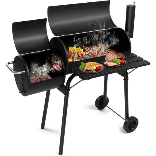 Barbecue Smoker Grill With Offset Smoker And Wheels Backyard Patio