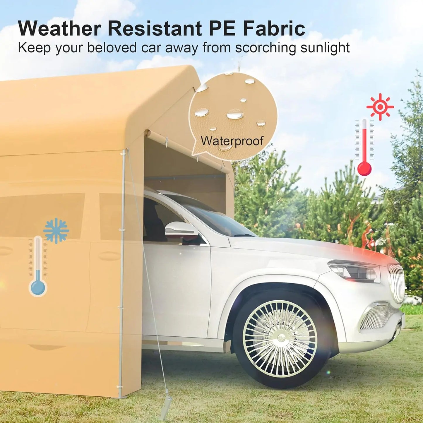 MORNGARDO Heavy Duty Carport Canopy With Removable Sidewalls And Doors