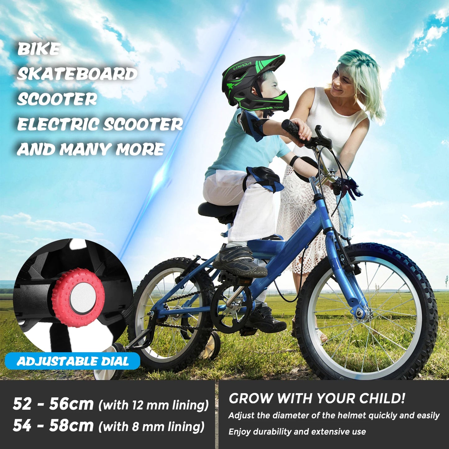 Kids Detachable Full Face Helmet For Cycling And Skating