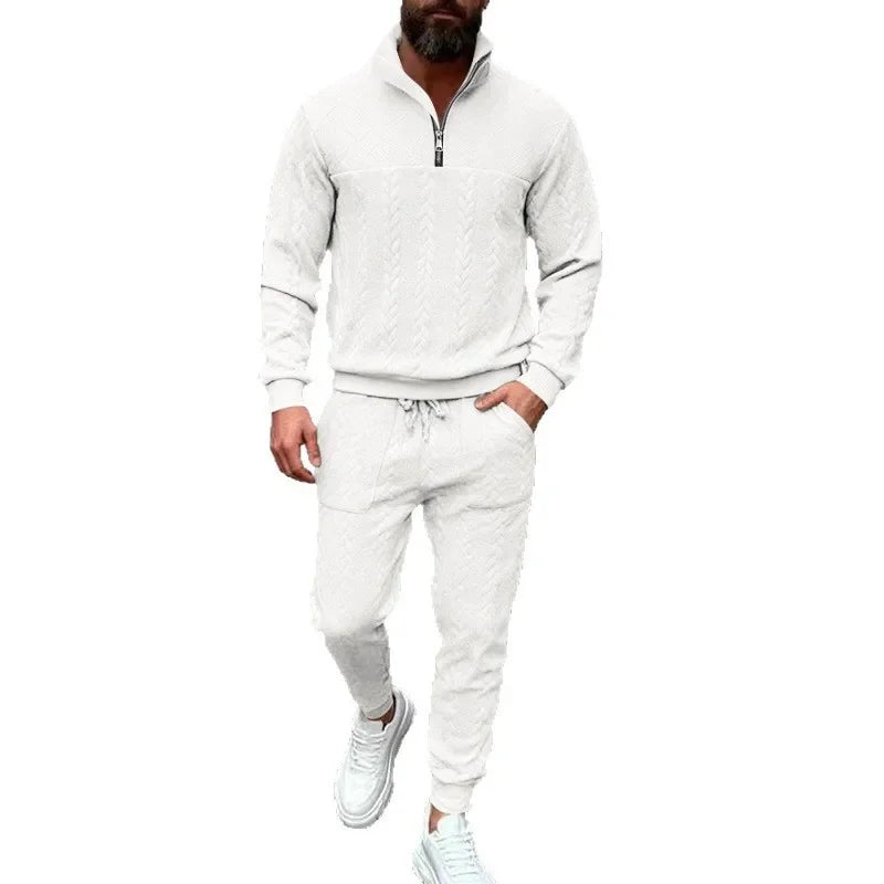 CN Hooded Zipper Knit Sweater Men Mandarin Collar Streetwear