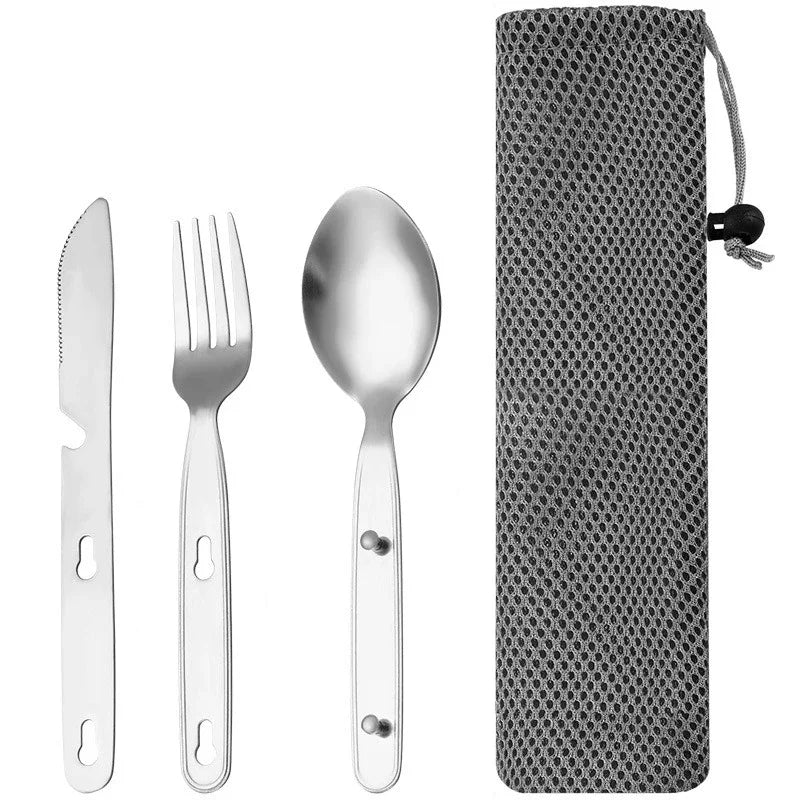 Stainless Steel Folding Camping Cutlery Set for Travel
