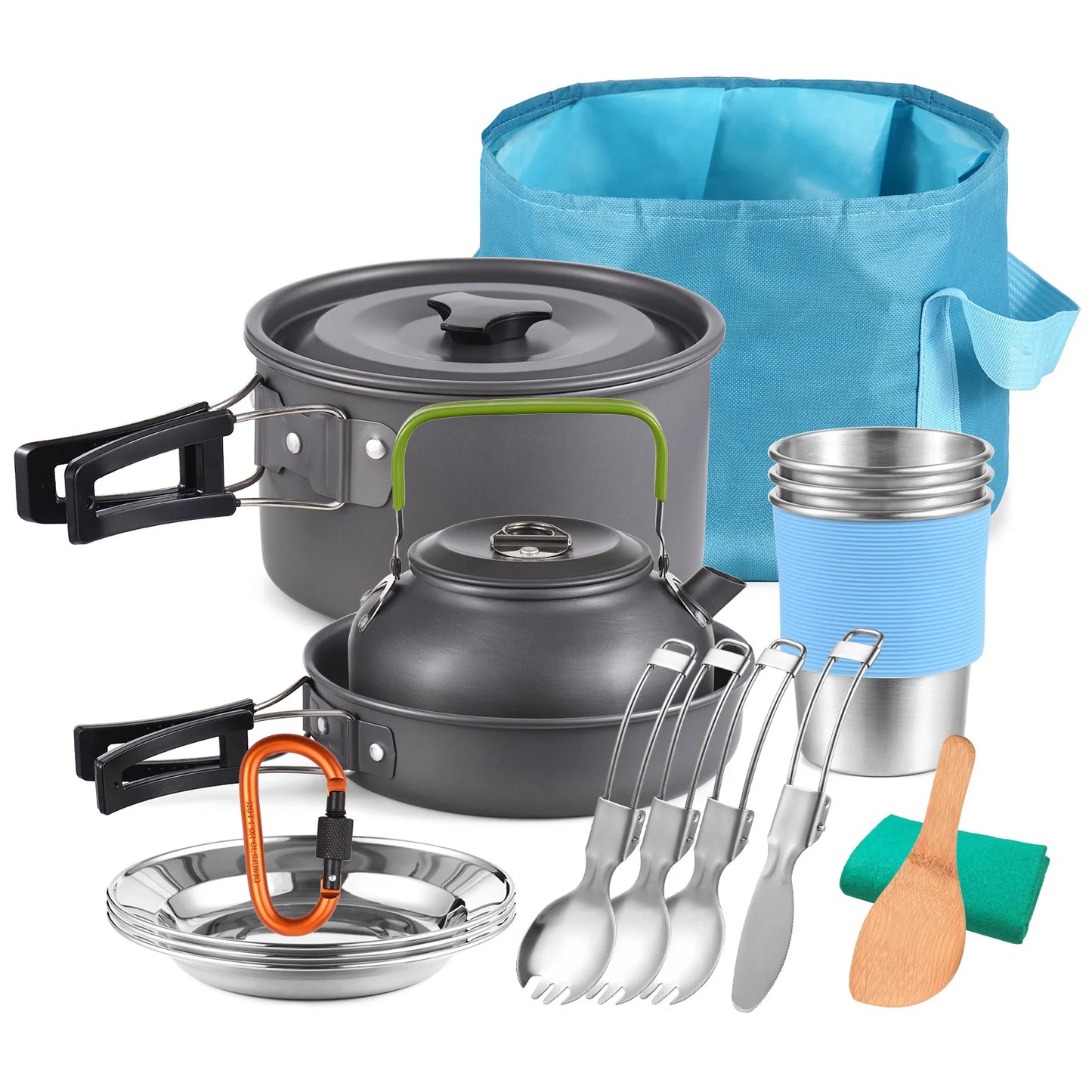 Can Hold Camping Mess Kit Pot Set Outdoors Aluminum Cookware