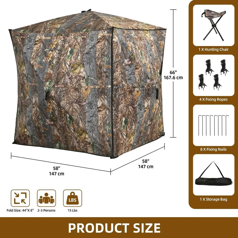 360 Degree Hunting Blind For Three Person With Open Door